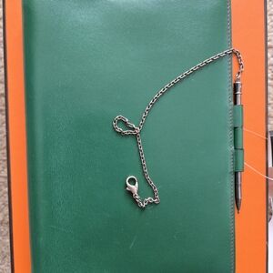 HERMES Agenda Globe-Trotter □B stamp (1998) notebook cover green Bodeaux Leather